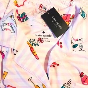 Gorgeous! Kate Spade ⚜️ Light Pink Stripe Festive Pajama Set XL ⛸️🎵👛💄🥂🍾🍸
